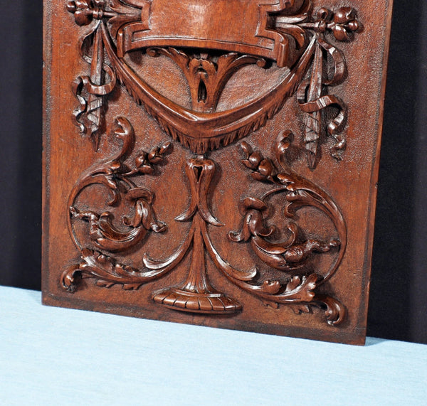 17" Tall French Antique Solid Walnut Wood Highly Carved Panel Salvage