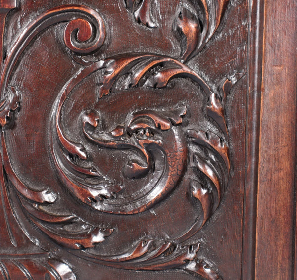 25" Tall Antique French Solid Walnut Wood Highly Carved Panel Salvage