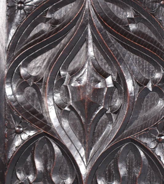 French Antique Gothic Revival Panel in Solid Chestnut Wood Salvage Late 1800's