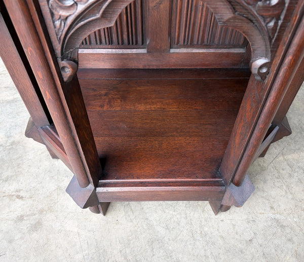 Vintage French Gothic Revival Cabinet/Console/Sideboard, Highly Carved Oak Wood