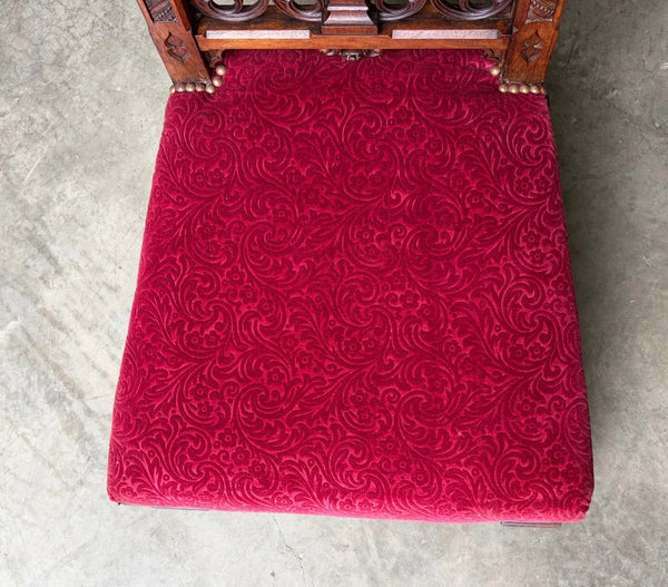 Share French Antique Solid Oak Wood Church Prie Dieu/Kneeler Christian Highly Carved