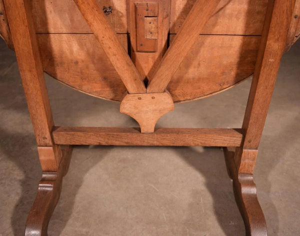 Antique French Solid Oak and Ash Rustic Wood Wine Tasting Table Tilt Top