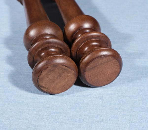 15" Tall Pair of French Antique Solid Walnut Wood Posts/Pillars/Trim Salvage
