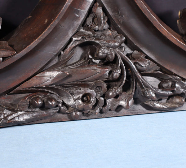 36" Antique French Gothic Revival Crest/Pediment in Solid Walnut and Oak Wood