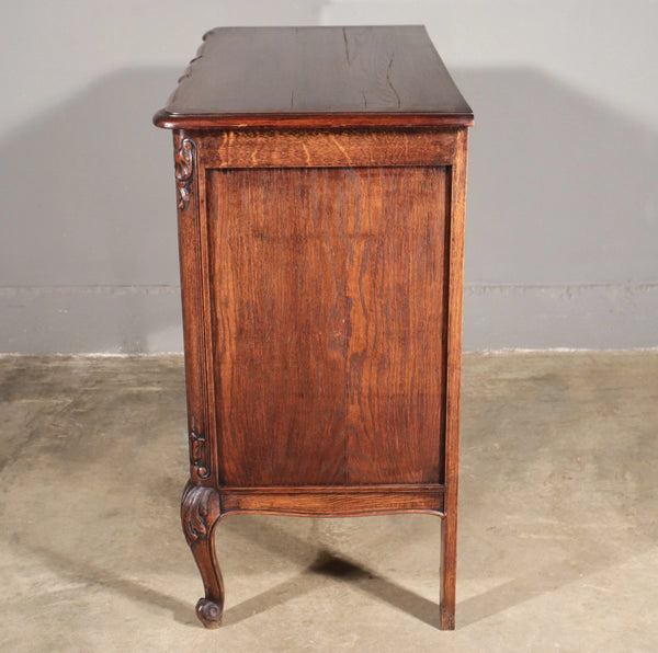 Antique French Louis XV Oak Dresser/ Commode/ Chest of Drawers Highly Carved