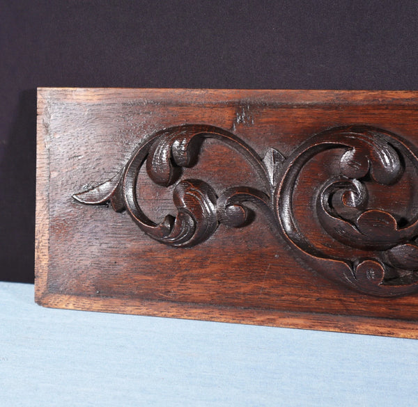 40" Wide French Antique Solid Oak Wood Highly Carved Crest/Decorative Panel