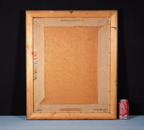 Vintage French Framed Needle Point of Fragonard's "Le Chiffre D'amour"