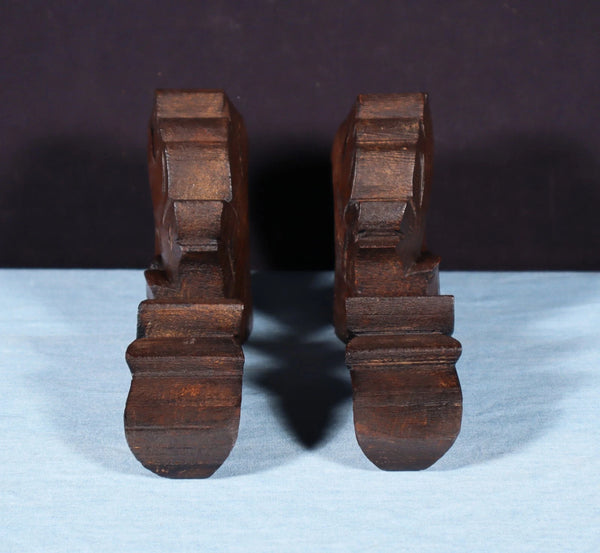 8" Wide Pair of Highly Carved Solid Oak Wood French Trim Pieces Salvage