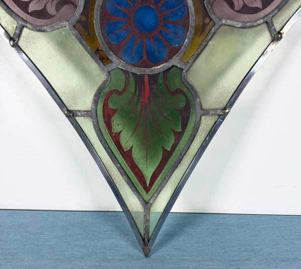 16" Tall Antique Belgian Stained/Leaded Glass Panel by Bertrand Bardenhewer