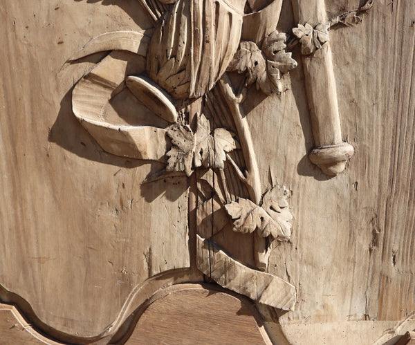 89" Tall Antique French Solid Walnut and Oak w/Crucifix Christian Altar Panel