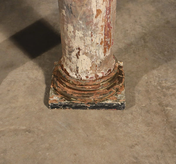 Antique French Solid Oak Highly Carved Corinthian Fireplace Side Pillars Rustic