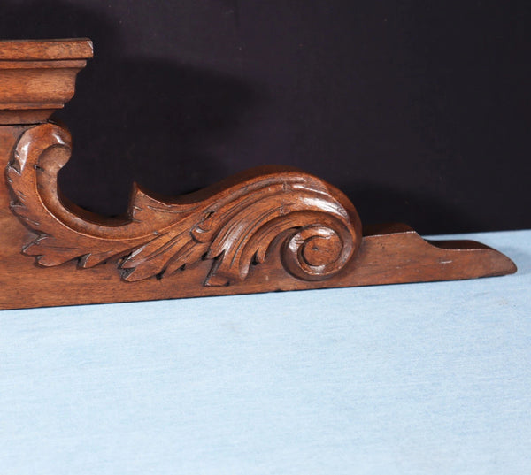 46" Wide Antique French Solid Walnut Wood Louis XVI Highly Carved Detailed Crest