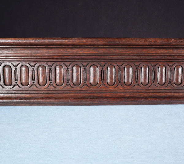 67" Wide Antique French Solid Oak Wood Mantel/Panel/Crest Pediment w/Carvings