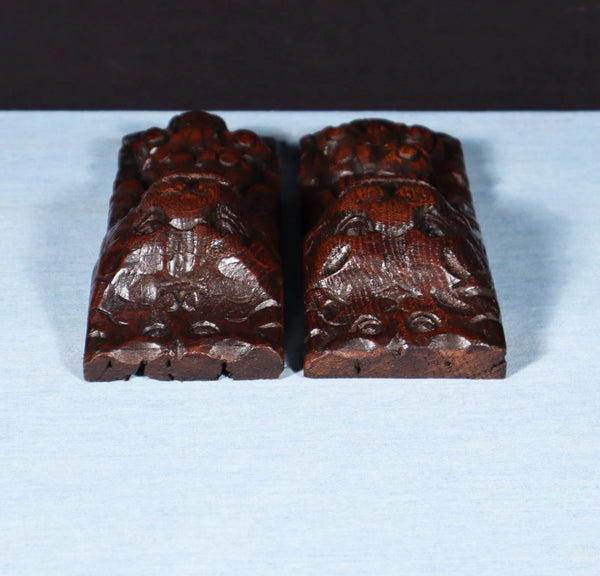 Pair of 8" French Antique Highly Carved Lion Corbels/Trim/Brackets Solid Oak