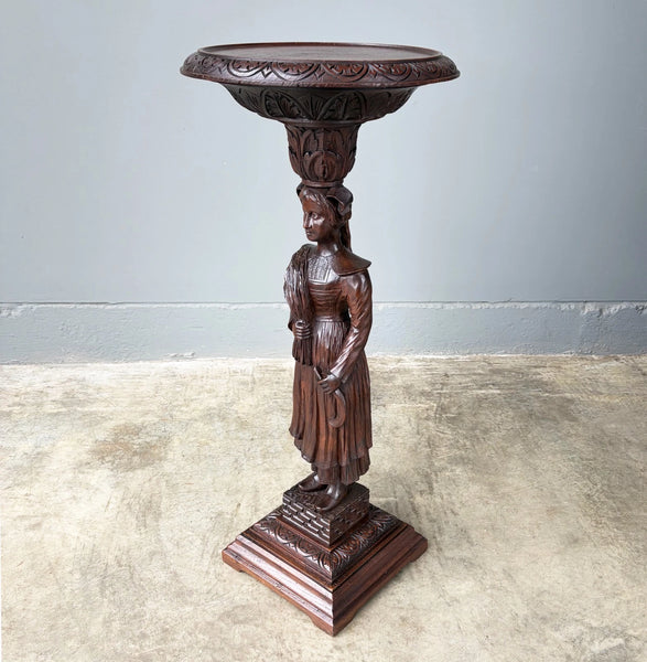Antique French Breton Display Pedestal/Plant Stand or Pillar/Column in Chestnut