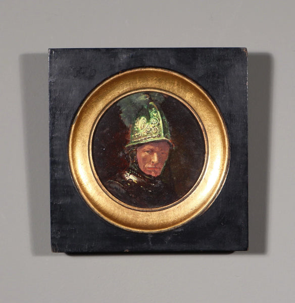 Vintage Oil on Panel Painting/Study of Rembrandt's Man with the Golden Helmet
