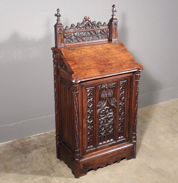 Antique French Solid Walnut Wood Church Prie Dieu/Prayer Cabinet/Altar Christian