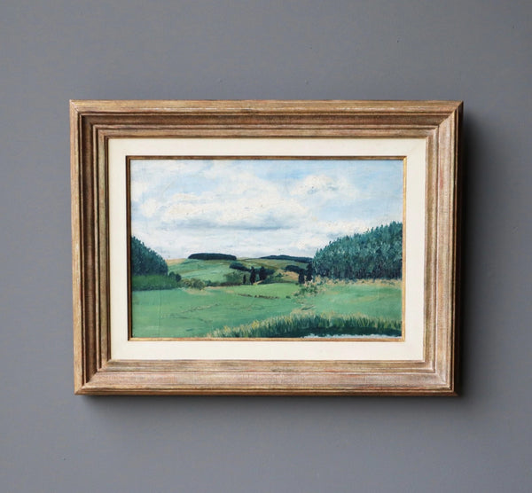 24" Wide Framed Antique Oil/Canvas Painting of a Belgian Landscape