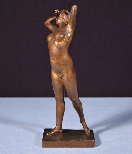Antique French Nude Bronze Sculpture of a Woman by R.C. Ireland (1882-1921)