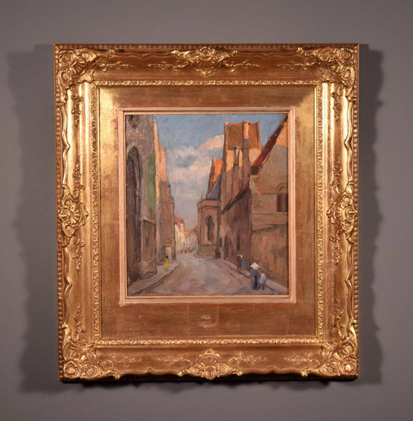 Antique Signed Oil on Panel Painting Maurice Van Middel of St John's Hospital
