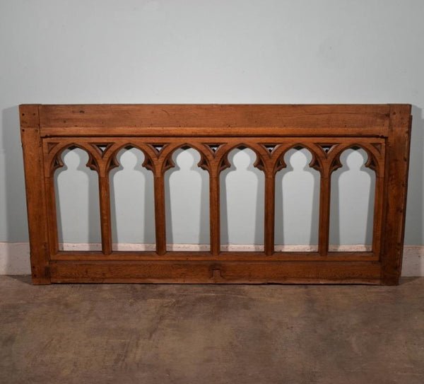 Large Antique French Gothic Solid Oak Wood Railing/Paneling/Wainscoting