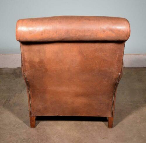Vintage French Leather Upholstered Armchair Club Chair